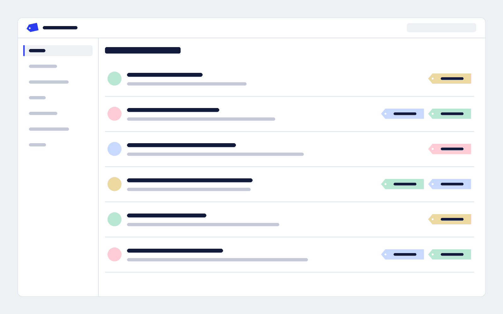 Tagline inbox with tagged feedback from several channels